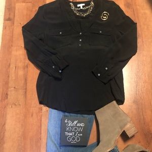 🖤JOIE🖤BLACK L/S SILK BLOUSE 🖤 EUC 🖤GREAT w/JEANS 👖&BOOTS 👢
